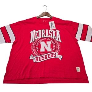 Pressbox NCAA Nebraska Cornhuskers Emily Sleeve Stripe Slub T-Shirt Women's Sz L